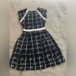 MODCLOTH GILLI NAVY WHITE MIDI DRESS